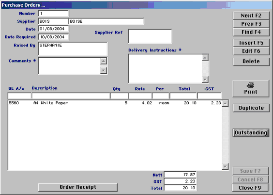 purchase orders